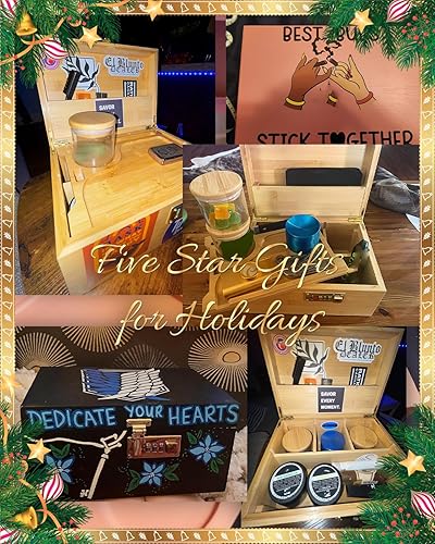 Miniatura 6 de OZCHIN Caja grande de bambú con cerradura de combinación, caja decorativa para el hogar, gran opción de regalo, caja de almacenamiento con tarro