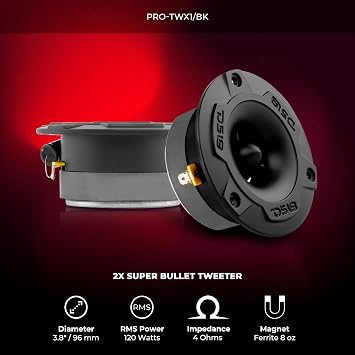 DS18 PRO-X8.4BMPK Mid & High Complete Package - 2 Midrange Loudspeakers, 2 8 and 3.8 Pro Super Bullet Tweeter 1 Aluminum Voice Coil - Door Speaker for Car or Truck Stereo Sound System