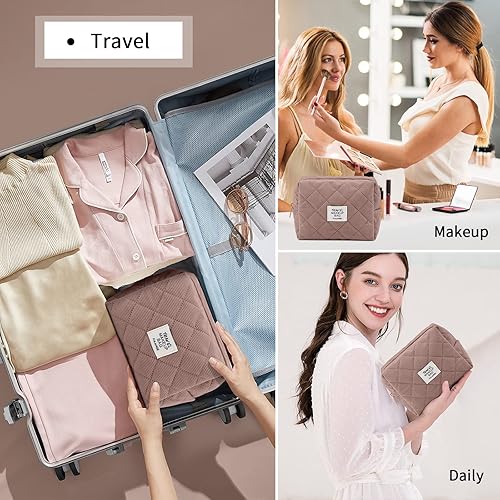 Miniatura 6 de MAANGE 2 bolsas de maquillaje pequeñas, bolsas de cosméticos para bolso, bolsa de maquillaje de pana, bonita bolsa de maquillaje con cremallera,