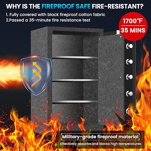 Miniatura 2 de [2026 Upgraded] -35 Mins True Fireproof Safe for Home -7.0 Cu Ft Large Heavy Duty Safe, Safe Box Fireproof Waterproof, Large Document Safe with