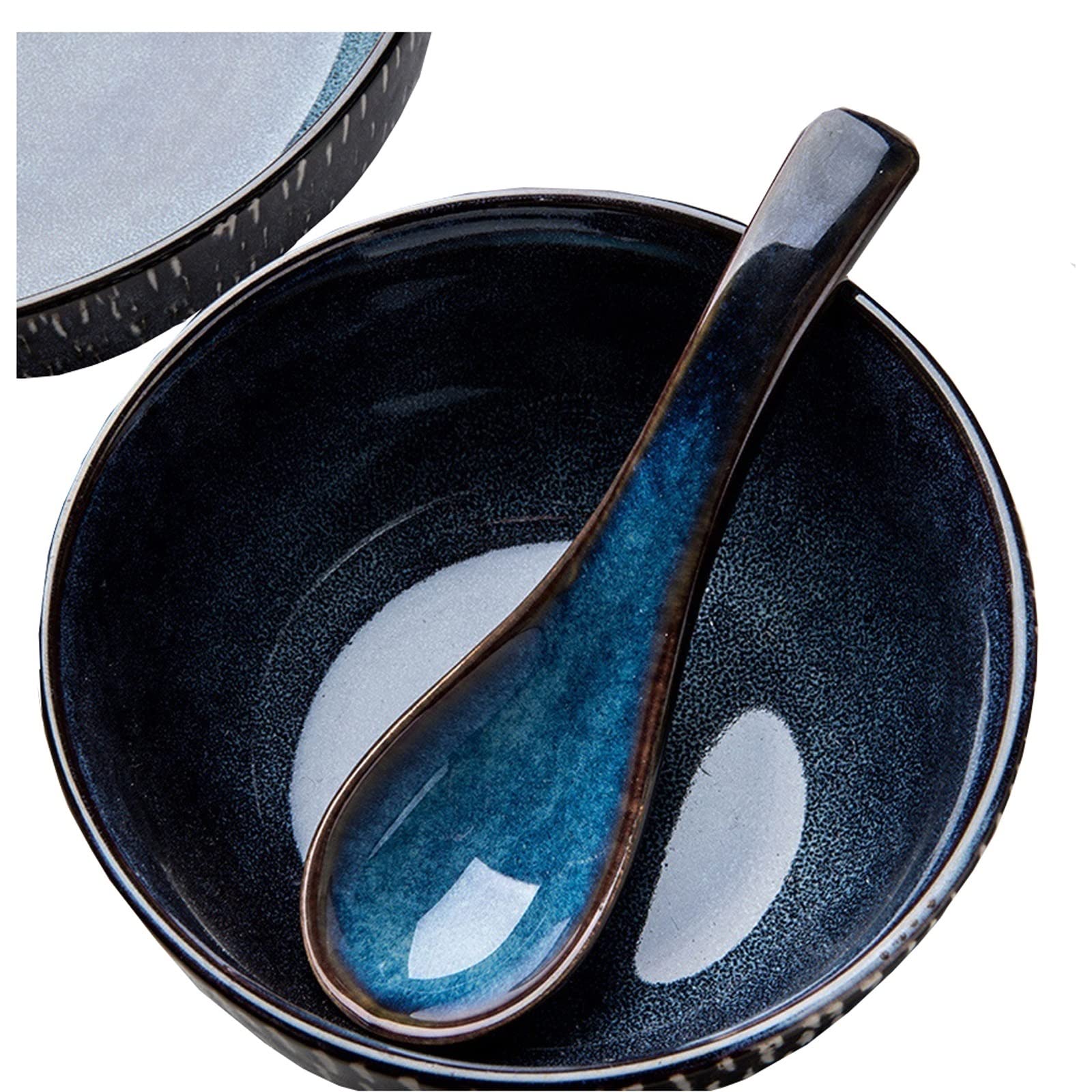 Cucharas de Postre Cucharas de postre, cuchara de cerámica, cuchara de porcelana esmaltada gruesa, cuchara china, cuchara azul, cuchara de cocina for comedor y restaurante Cucharillas Cafe(E)