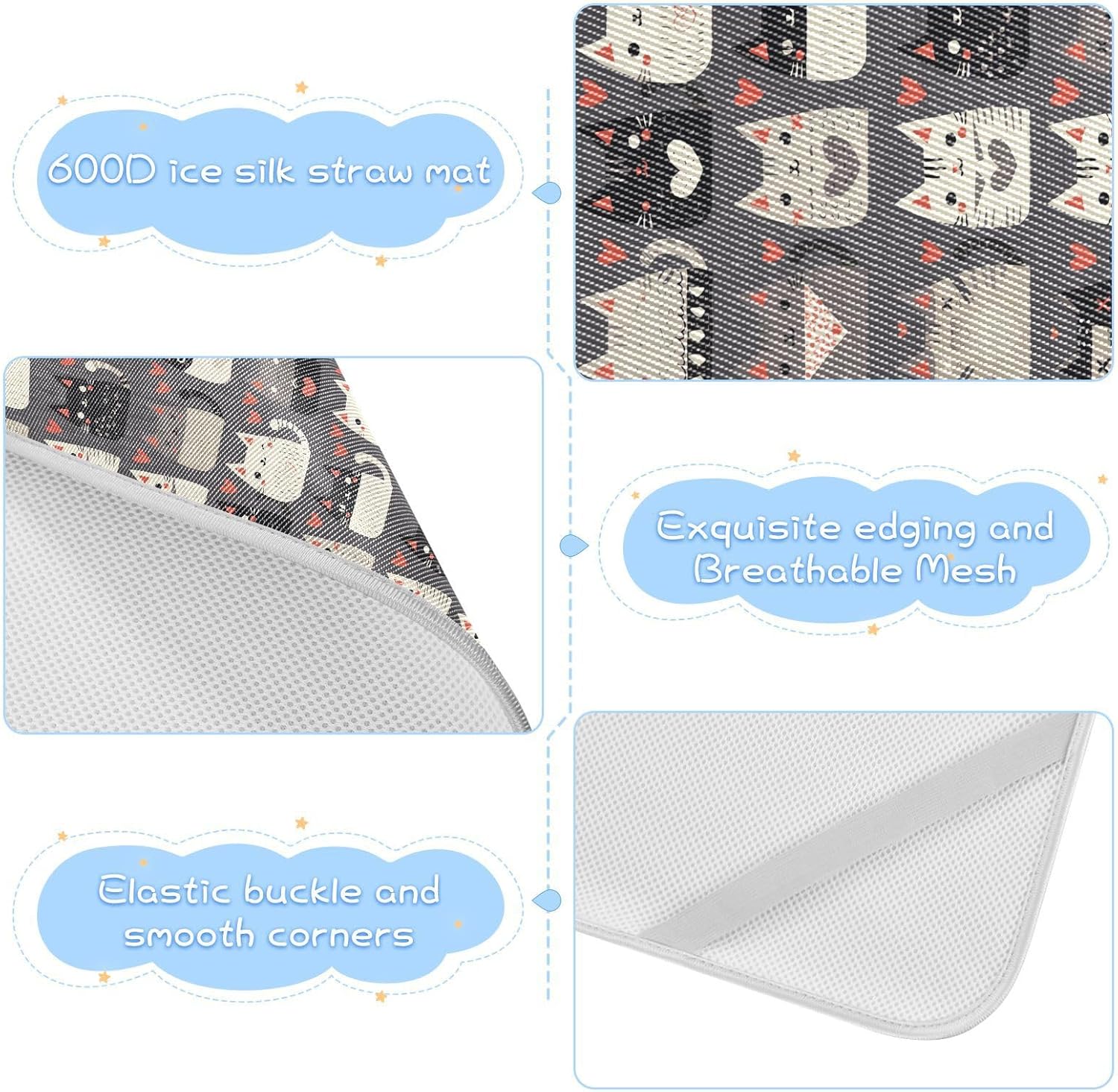 Cooling Baby Mattress Protector 28" x 52" Ultra Soft Bed Pads for Kids for Baby&Toddler Cartoon Cute Cats