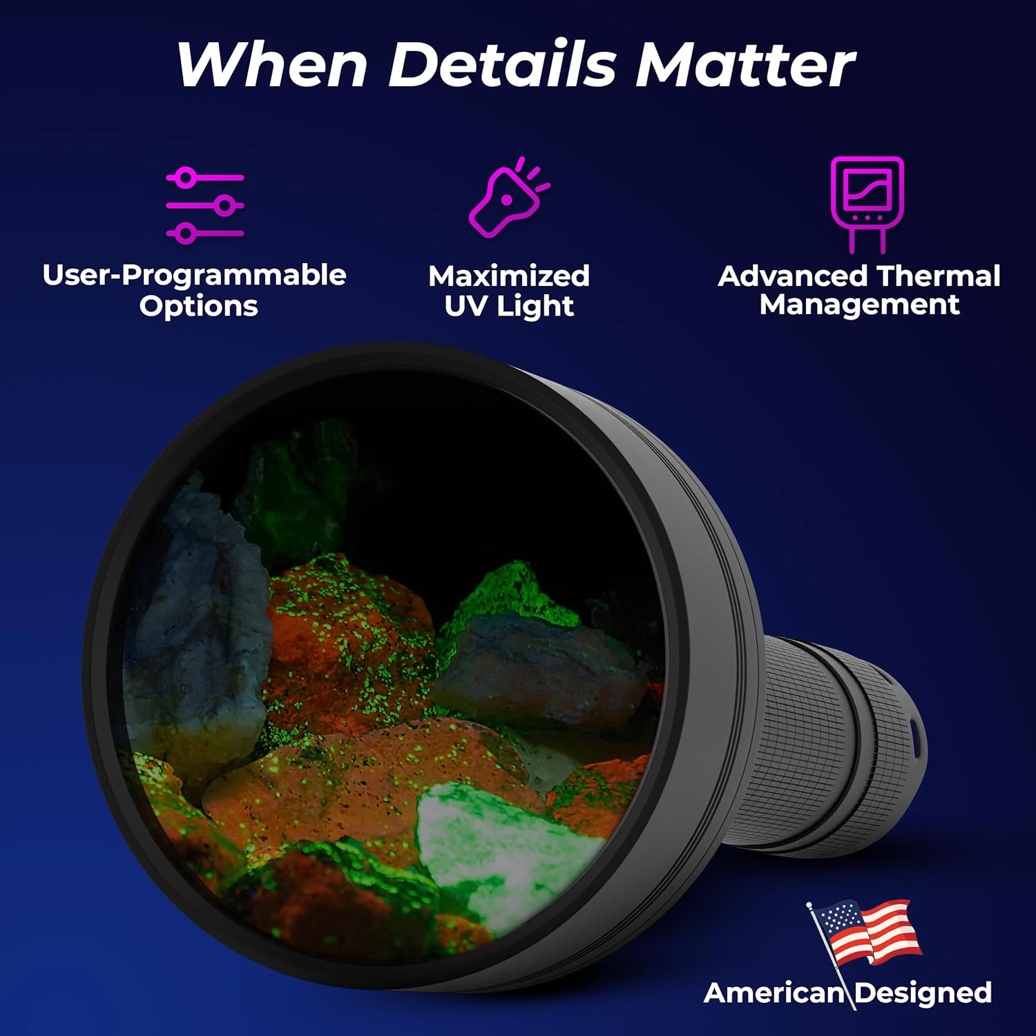 Convoy L21B-X4 365nm UV Flashlight with ZWB2 Filter by Lumencraft - Long Range, Ideal for Hunting Fluorescent Minerals - Enhanced LED Chip & Heatsink - Handheald Blacklight Flashlight