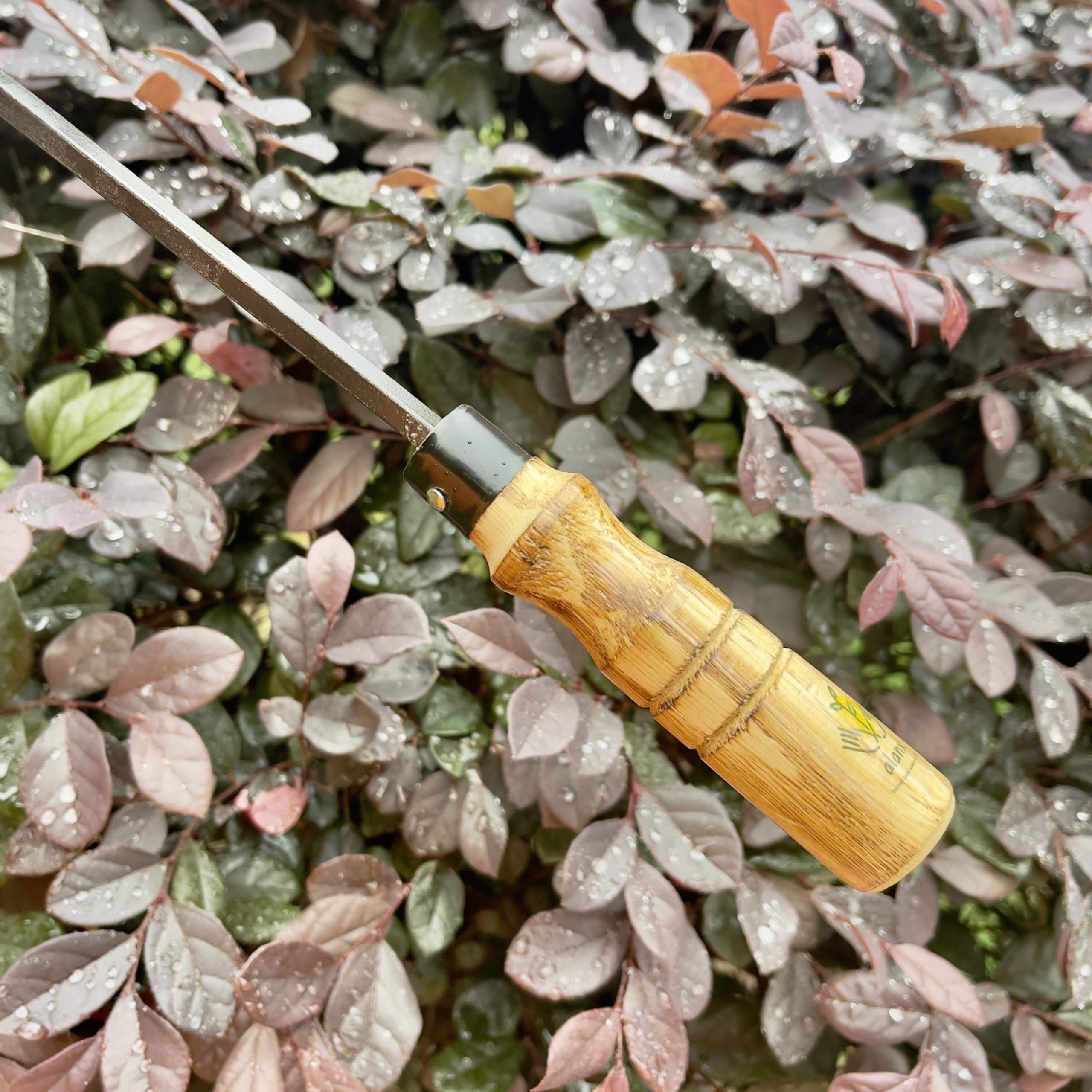 Alanx Faucille de jardinage japonaise de 12 pouces, houe à désherber avec manche en bois long