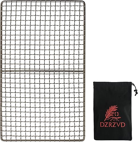 Parrilla de titanio de tamaño mini para mochileros, senderismo, campamento al aire libre, playa, barbacoa (bloqueo de fuego) - 10 x 6.5 pulgadas