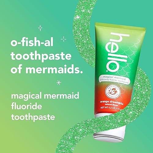 Miniatura 3 de Hello Magical Mermaid Kids Toothpaste with Fluoride, Orange Dreamsicle Flavor Toothpaste for Kids, Safe for Ages 2 and Up, Helps Prevent Cavities,