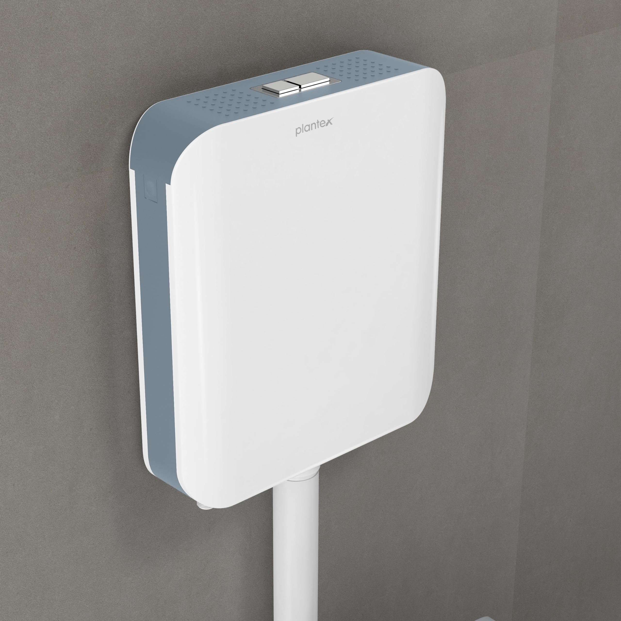 Plantex Flush Tank for Toilet/7 LTR Water Capacity Polypropylene Toilet Flush Tank/Slim and Dual Tone Cistern with Internal Accessories - Pack of 1 (Grey & White)