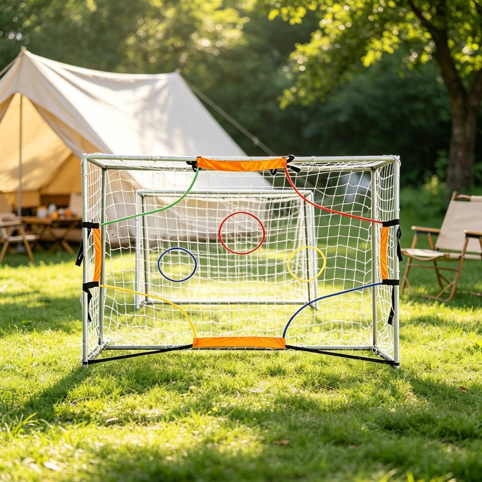 rockible Soccer Training Net Rete Bersaglio Allenamento Calcio Precisione con Linee Target Ben Visibili E Sezioni Rinforzate Tessuto Oxford Poliestere, 3 2M