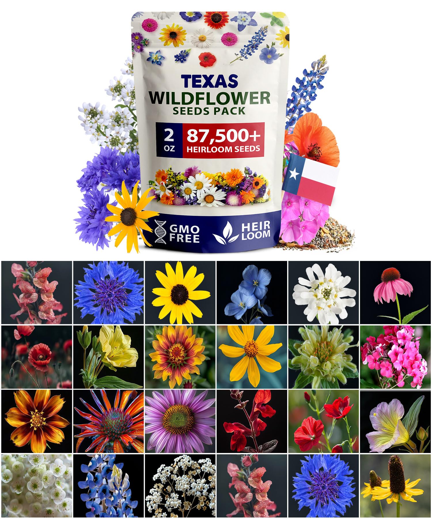 HOME GROWN Texas Wildflower Seeds Bulk Mix