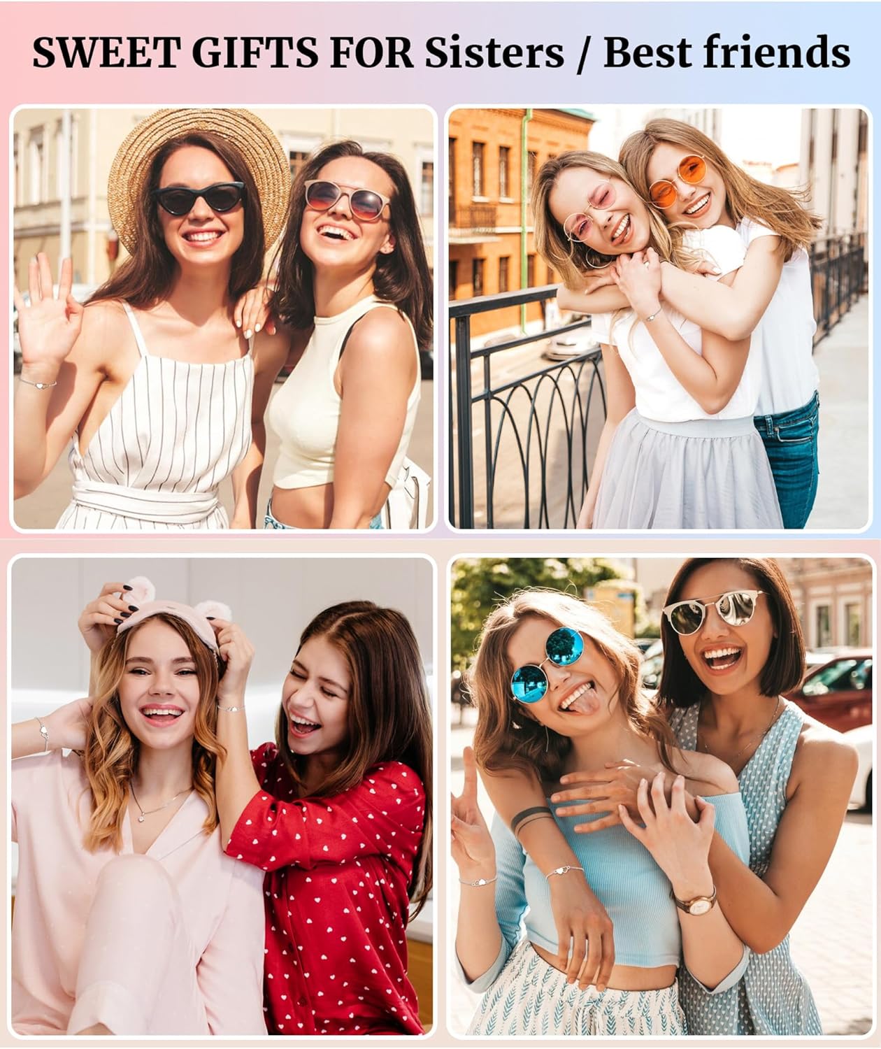 YELUWA 2/3/4/5 Pcs Best Friend Friendship Couples Bracelets, Sisters Gifts from Sister Matching Heart / Knot / Handcuff Bracelets Friendship Gifts for Women Friends Sister Him Her Boyfriend Girlfriend Valentines day - Image 6