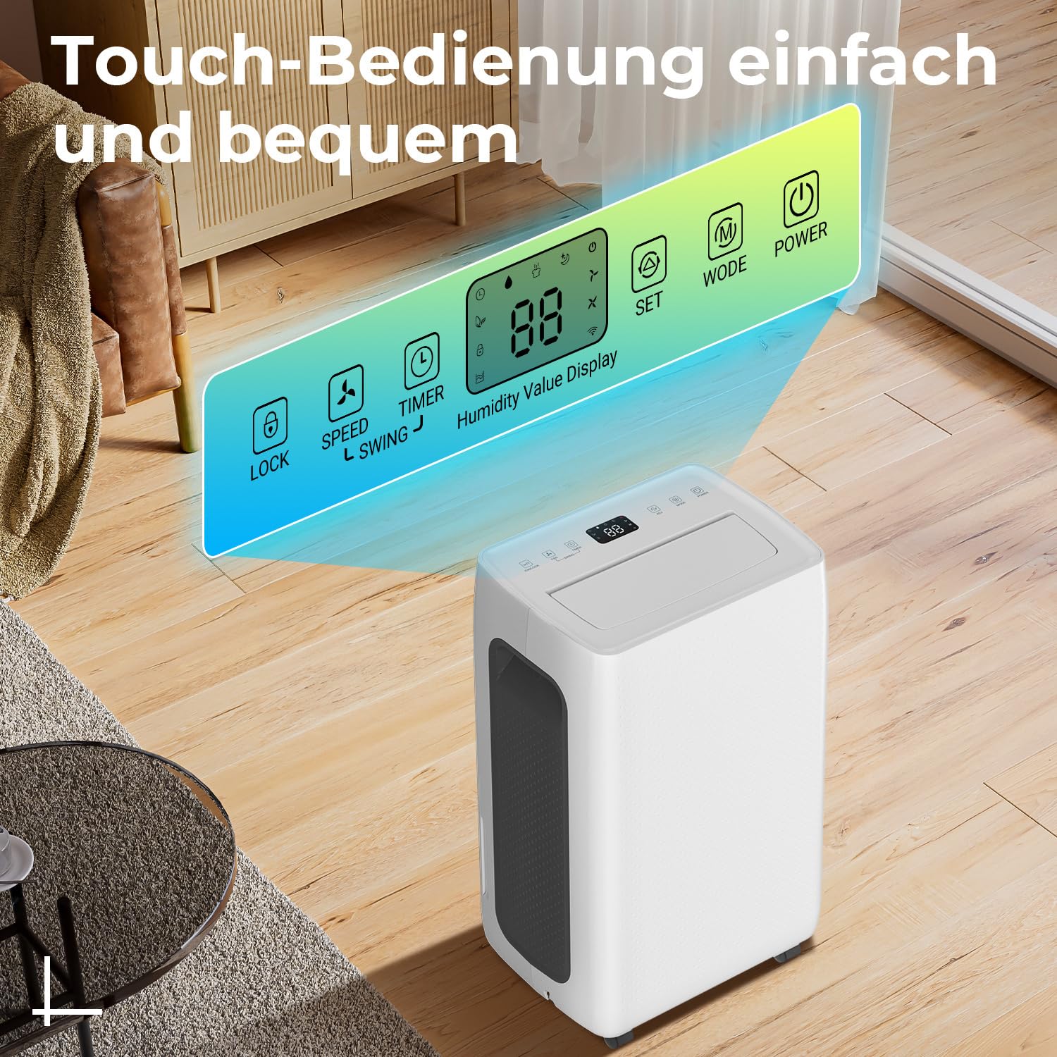 Osuszacz powietrza 26 l/24 h, cichy elektryczny osuszacz powietrza 38 dB, do pomieszczeń o wielkości do 150 m³ (50 m²), osuszacz powietrza z 3 trybami, timer 24 h, zdejmowany zbiornik na wodę