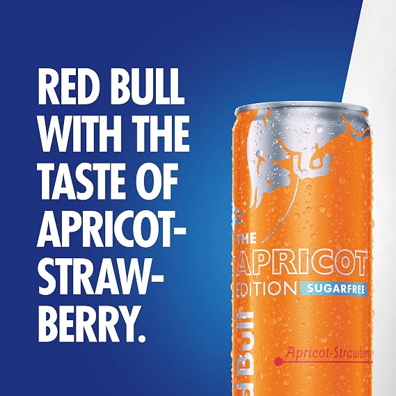 Red Bull Energy Drink Sugar Free Apricot Edition 355ml, 12 Pack