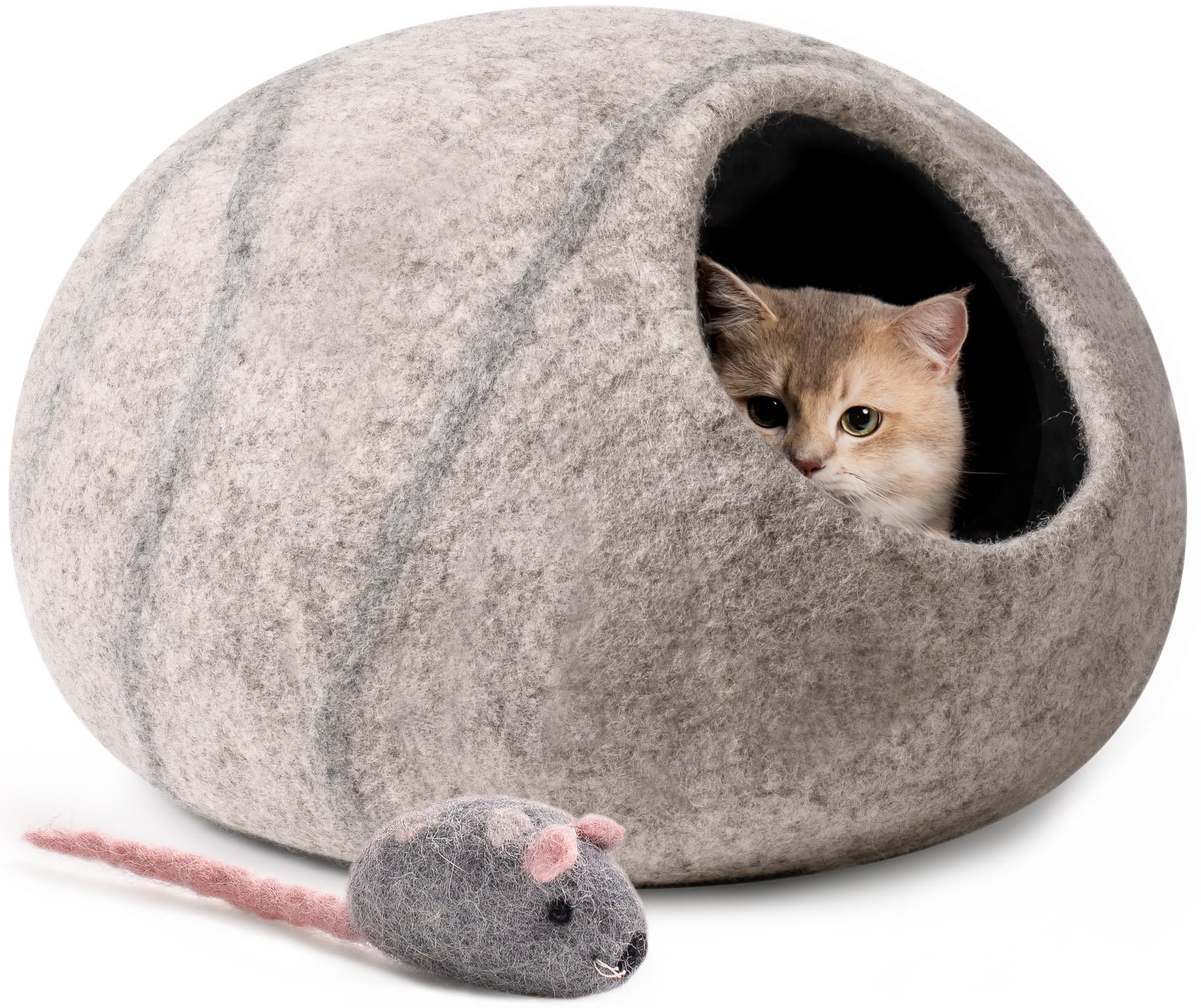 Cat Cave Bed -Handmade Wool Cat Bed Cave, Cat Bed Cat House, Felt Cat Caves for Indoor Cats and Kittens