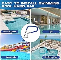 Vista 7 de Barandilla de piscina enterrada de 30 x 22 pulgadas, resistente al óxido #304SS barandilla de escalera de piscina con cubierta antideslizante.