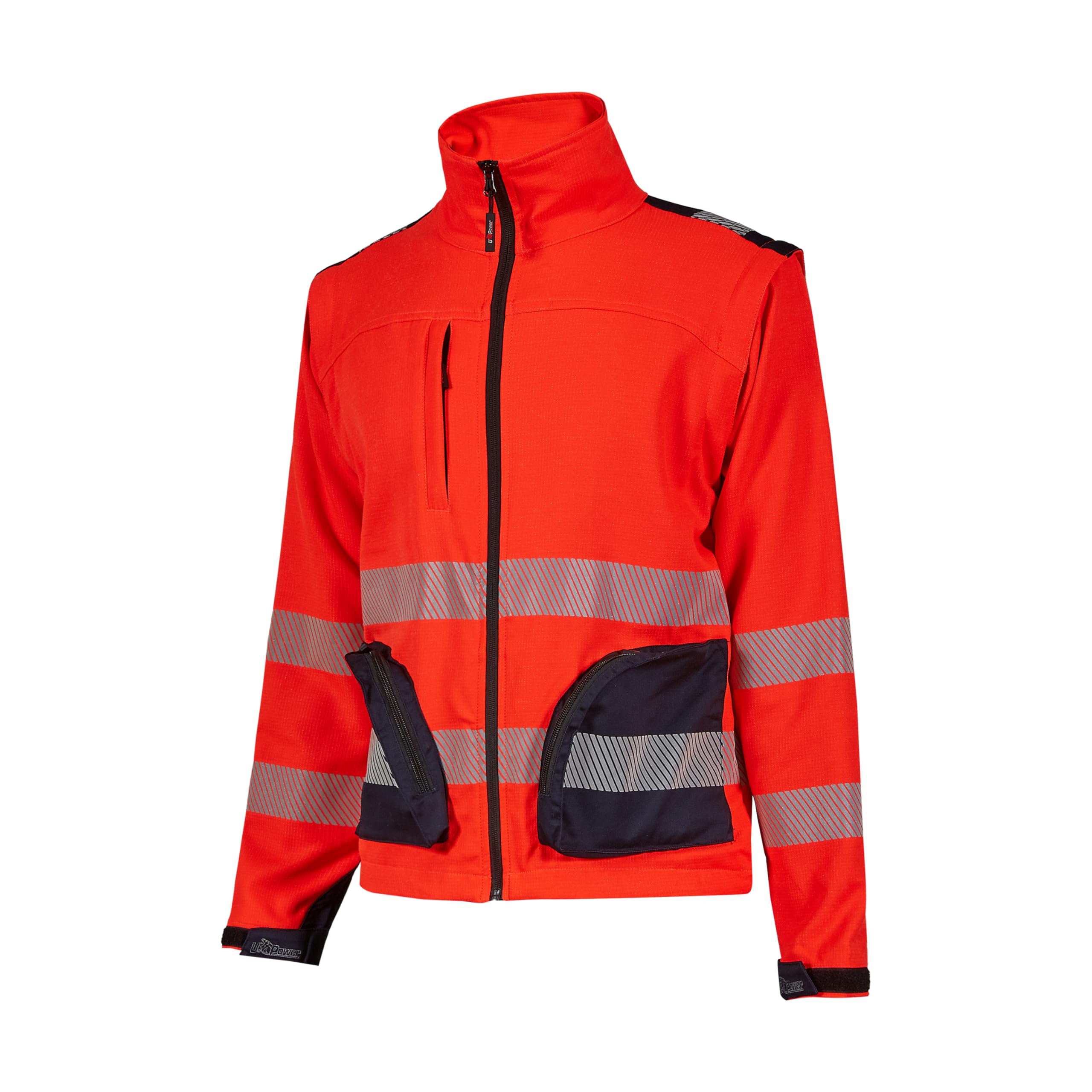 U-POWER | Giacca da Lavoro BEA, Maniche Stretch, Trasformabile in Gilet, Tasche Multifunzionali, Bande Catarifrangenti per Alta Visibilità, 52% Poliestere 44% Cotone 4% Spandex