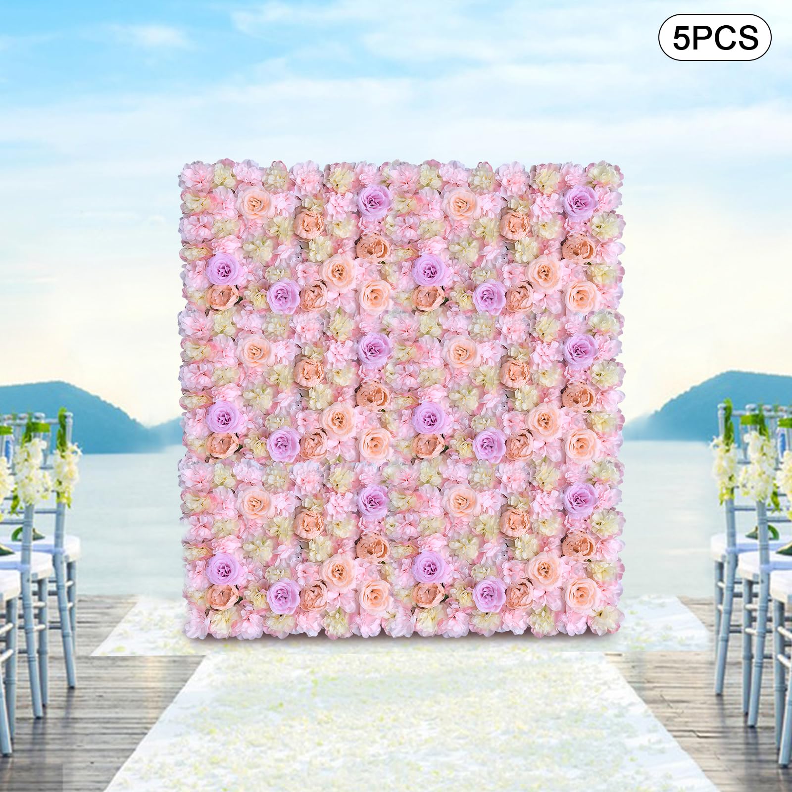 Paneles de pared de flores artificiales, protección visual, valla para balcón, puerta de jardín, decoración de pared, decoración romántica para cualquier ocasión, 60 × 40 cm para jardines