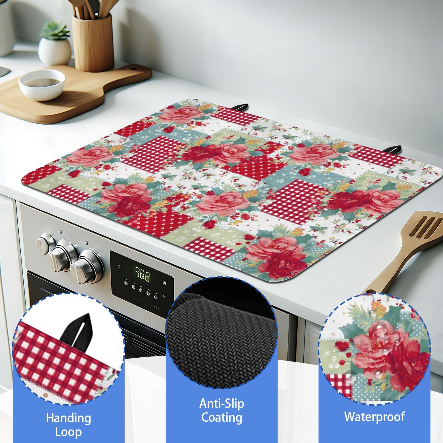 Stove Top Cover for Electric Stove, Heat Resistant Glass Stove Top Protector 28x20in, Kitchen Countertop Decorative Cover Multifunctional Mat