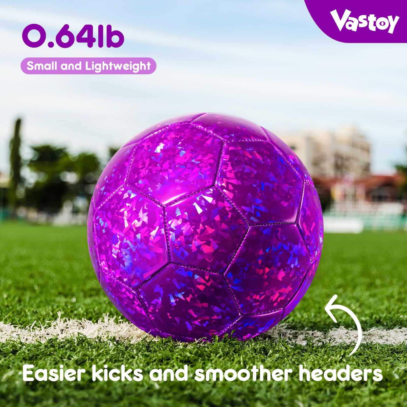 Vastoy Glittery Size 3 Kids Football for 3-8 Year Olds, Toddlers Football with Love Laser Pattern - Image 3