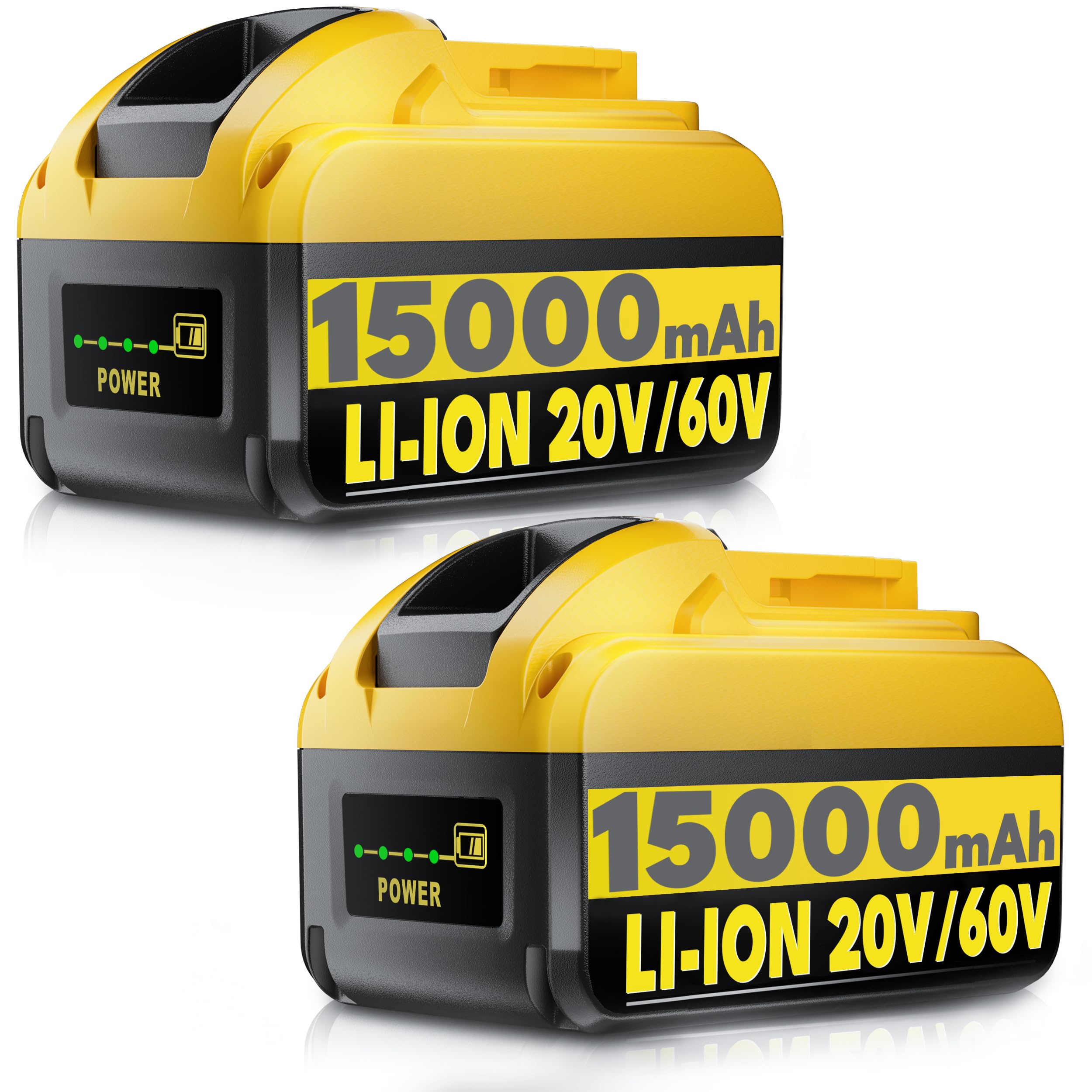VelgoNyx 2-Pack 20V/60V 15.0Ah Battery Compatible with DEWALT | LED Indicator,High Capaci…