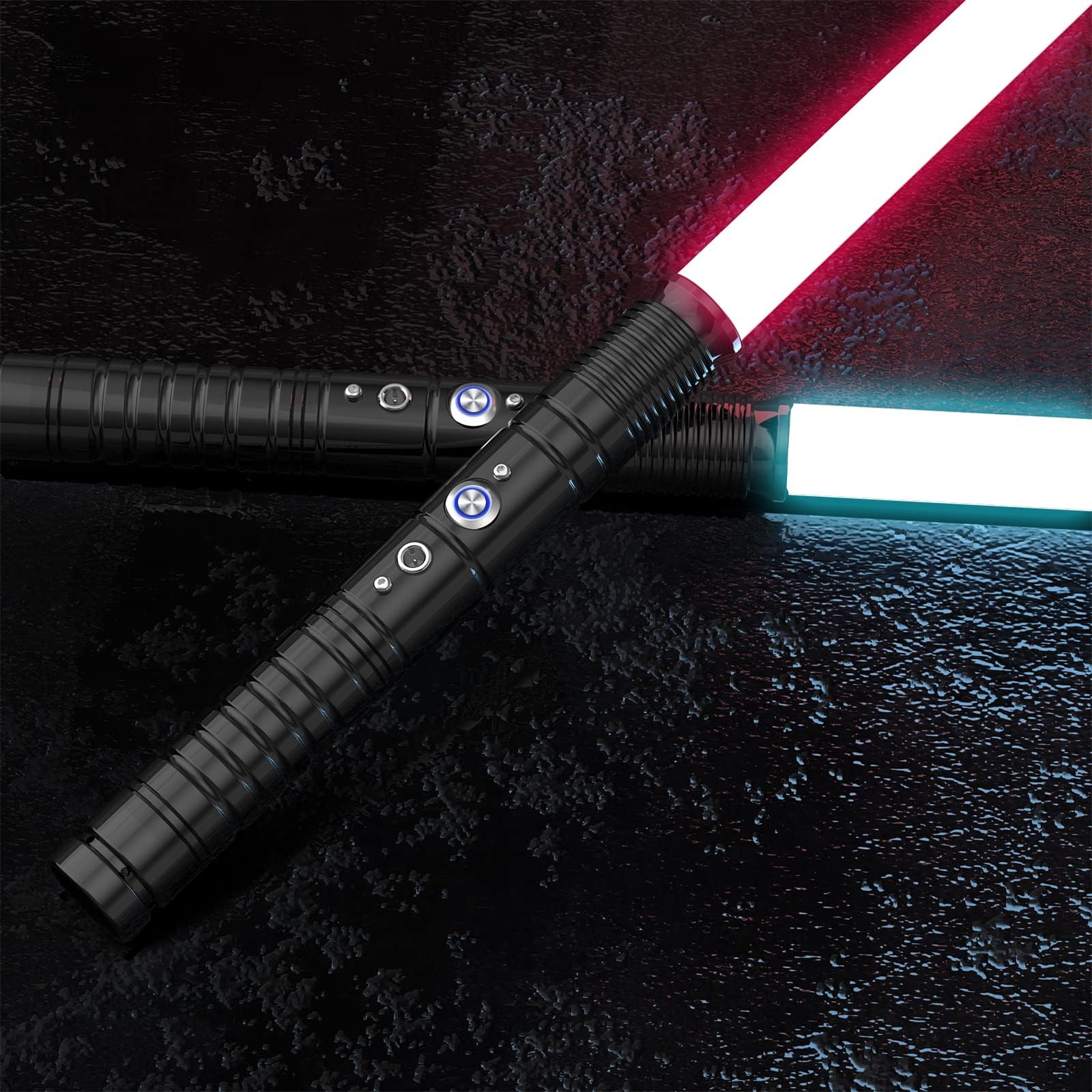– Lischwert 2Pack LightSaber,Connectable 2-in-1 Dueling Metal Light Sabers Changeable 7 RGB Color 3 Modle Voices,Smooth Swing & Fight Sound Effects, Gift Party Favors&Kids Fancy Dress（Black）