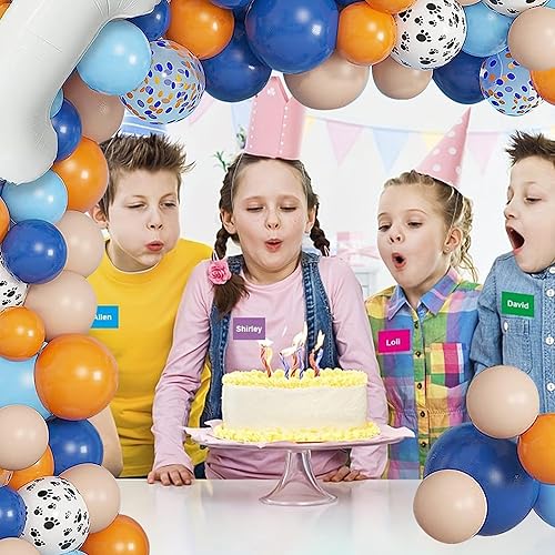 Miniatura 4 de 117 piezas de suministros de fiesta de cumpleaños de perro azul, globos de pata de perro blanco, globo de arco de hueso para niños y niñas, baby