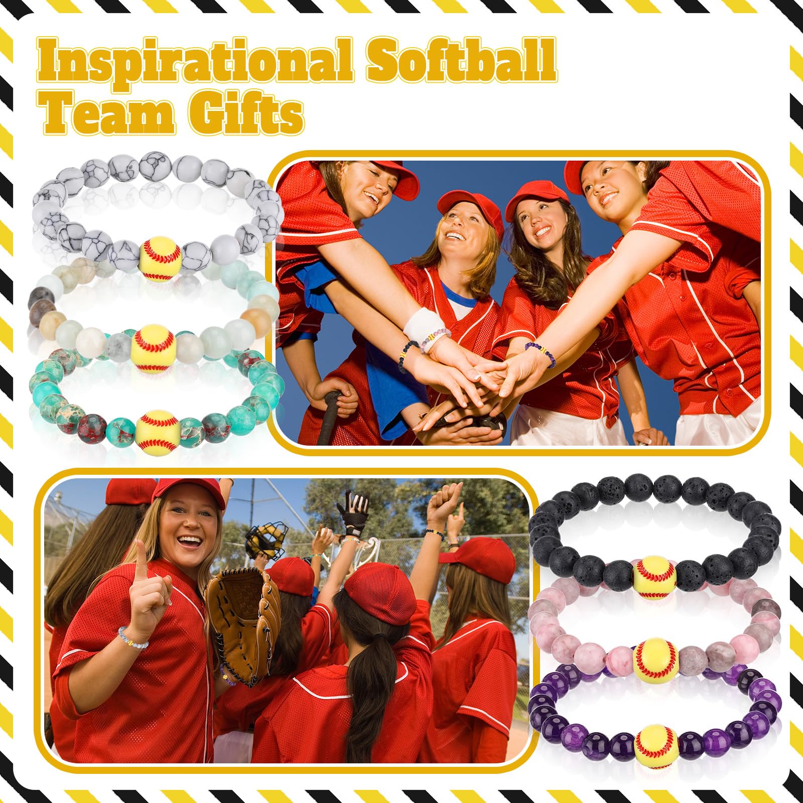 Tondiamo Basketball Softball Positive Team Gifts Bulk Lava Stone Bracelet Inspirational Card Senior Night Sport Graduation Party Favors End of Season Gifts for Player Sport Lover