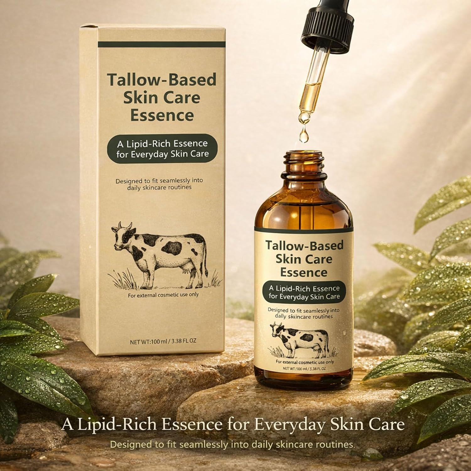 Golden Micro Peptide Tallow Serum, Tallow-Based Facial Essence with Peptides, Daily Skin Conditioning & Moisture Support, For External Use, 100 mL / 3.38 fl oz (1) - Image 2