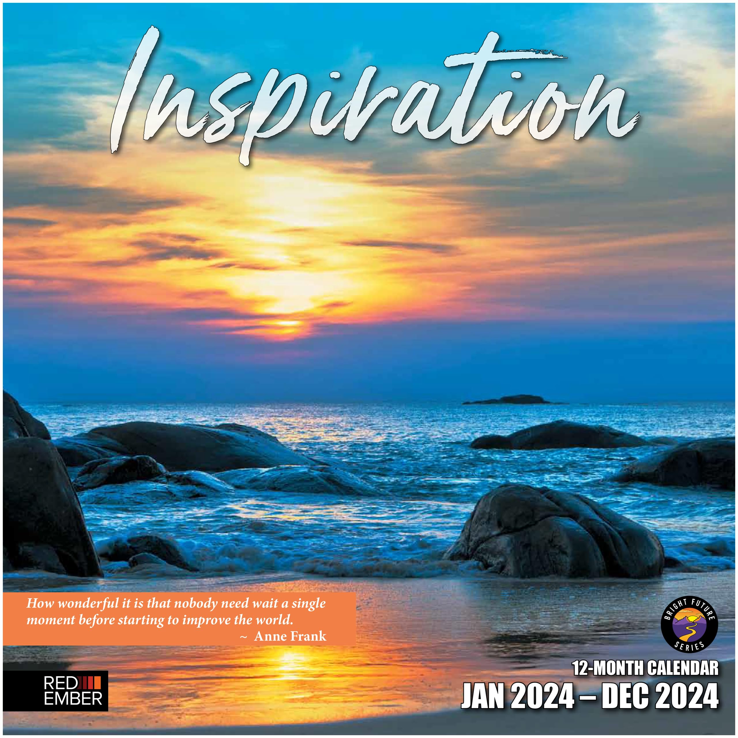 RED EMBER Inspiration with Motivational Quotes 2024 Wall Calendar 12 Month | 12" x 24" Open | Thick & Sturdy Paper | Giftable | Calendar 2024