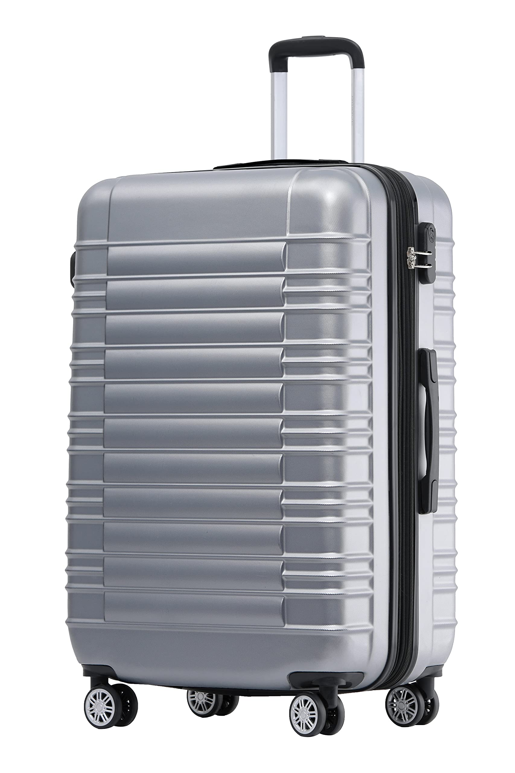 BEIBYE 2088 Zwillingsrollen Reisekoffer Koffer Trolleys Hartschale M-L-XL-Set (Silber, M)