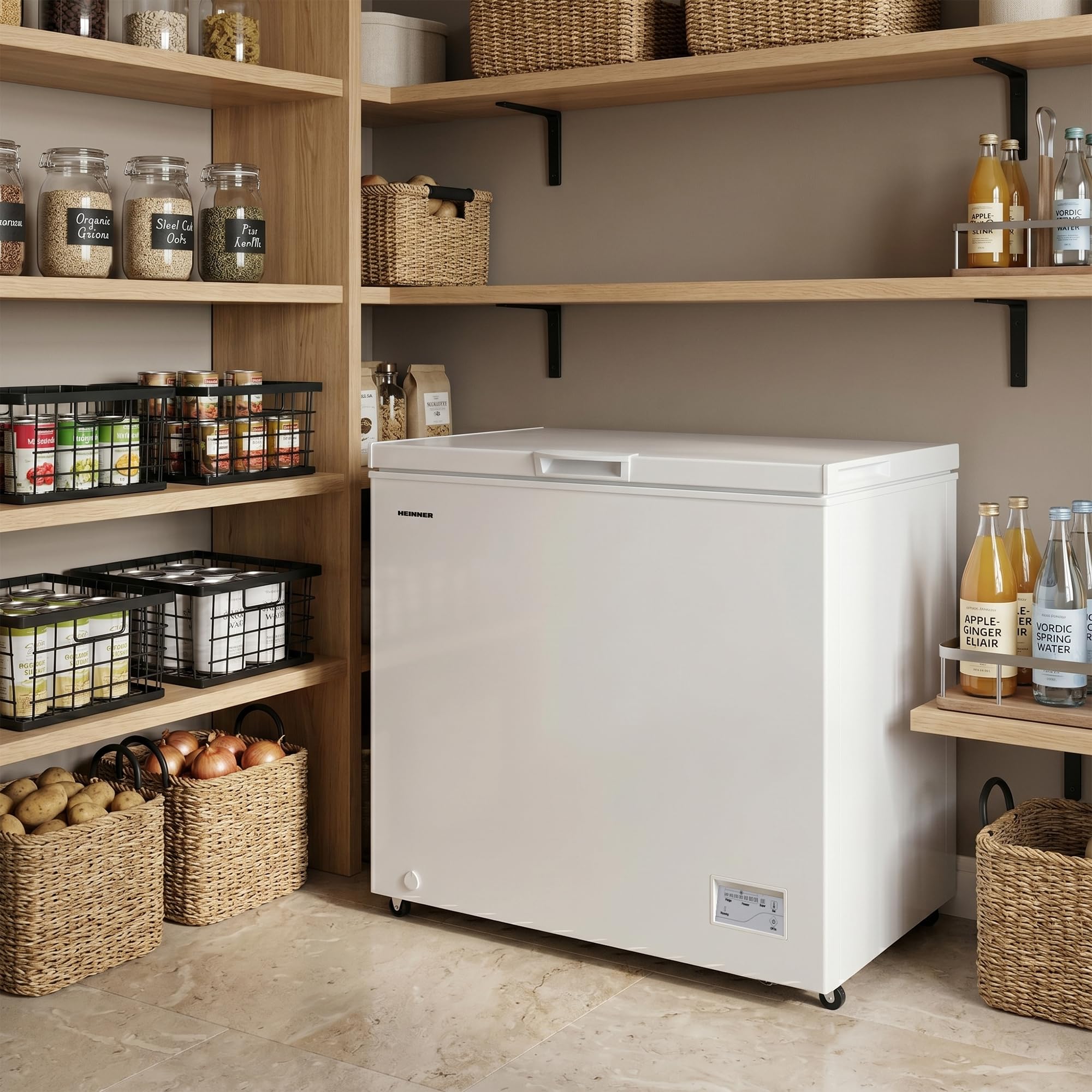 HCF-200CNHE++ Gefrierschrank – 200 L Nutzvolumen, Energieeffizienzklasse E, LED-Innenbeleuchtung, Verstellbare Fächer, Reversible Türen, Weißes Design, Leiser Betrieb – 5 Jahre Garantie