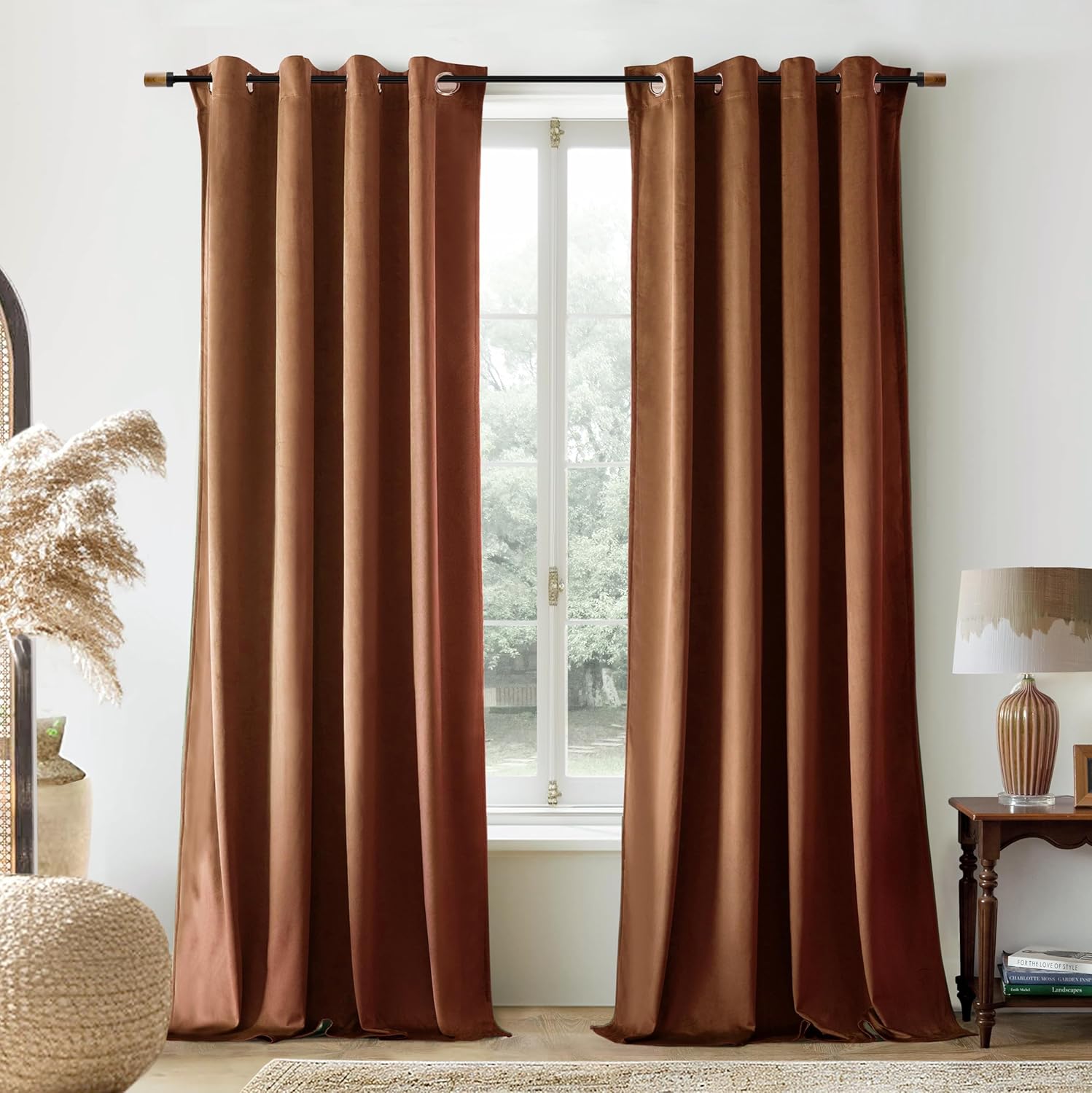 DriftAway Velvet Curtains Brown Room Darkening Curtains 84
