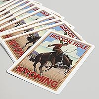 Vista 5 de Lantern Press Jackson Hole, Wyoming, Bucking Bronco (52 cartas de juego, baraja de cartas de tamaño póquer con comodines)