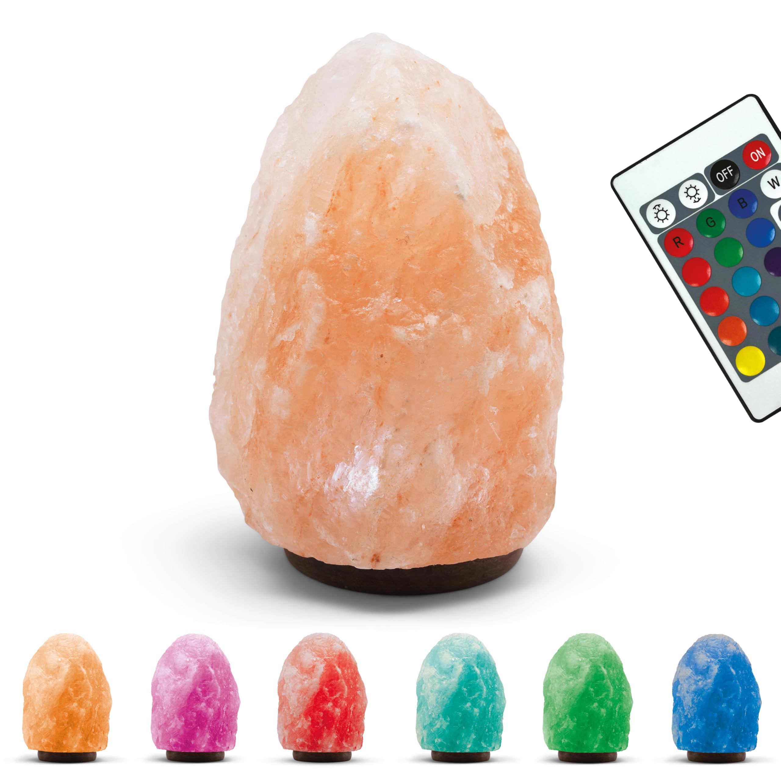 WELL BEING Himalayan Pink Salt Lamp | Colour Changing LED RGB Desk Light with Remote Control