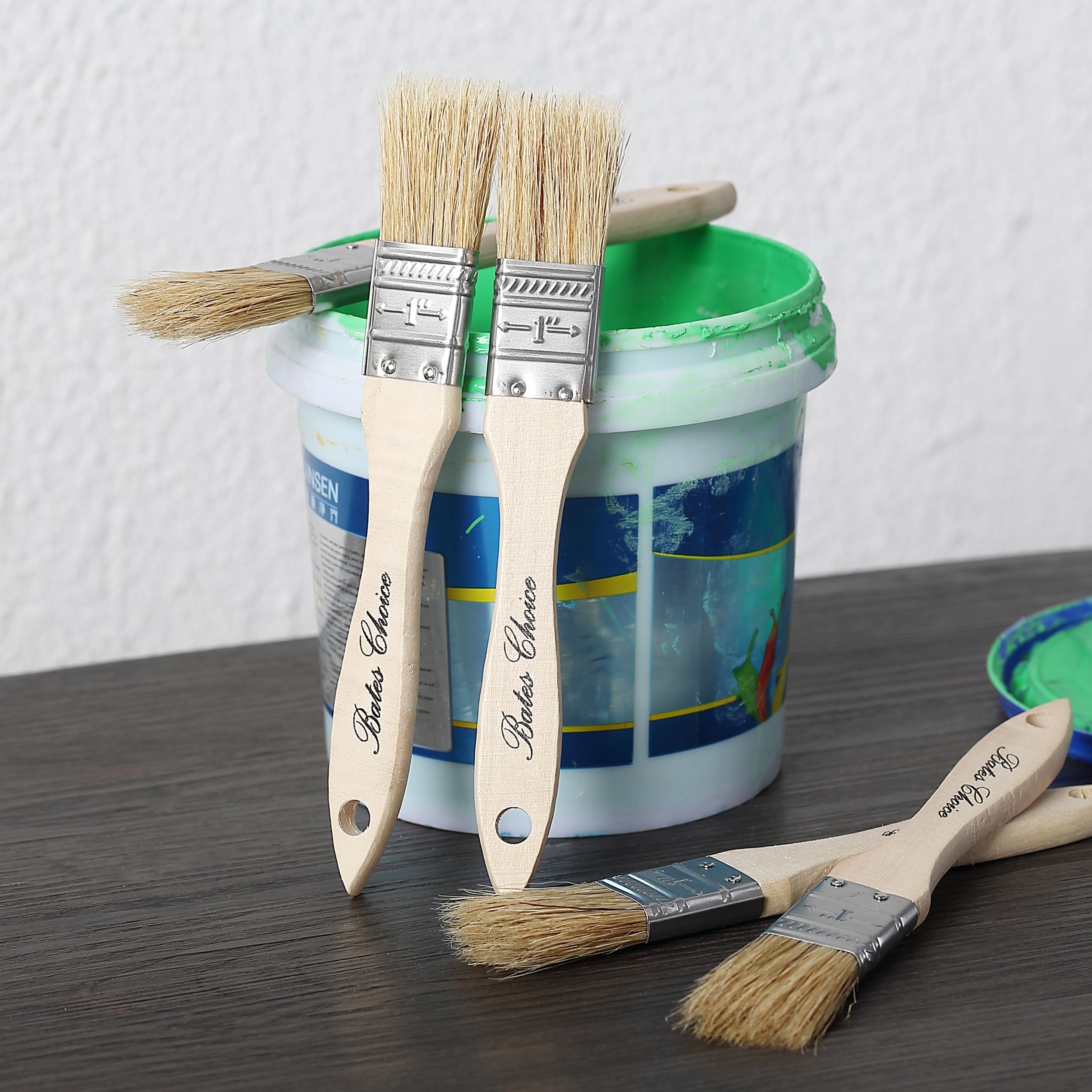Bates- Pinceles de pintura para virutas, 1 pulgada, paquete de 96, pinceles para pintar, pinceles de pintura, pinceles de manchas para madera, cepillo de cerdas naturales, pincel de pintura de 1