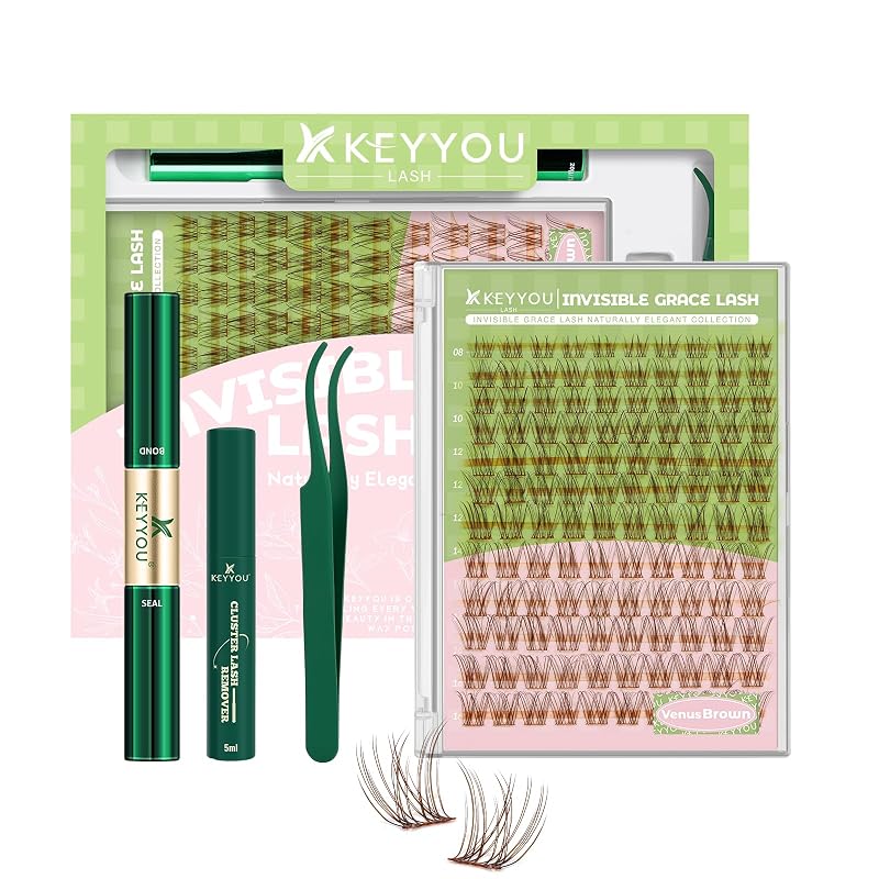 KEYYOU Kit de Cílios Postiços em Tufo com Faixa Transparente