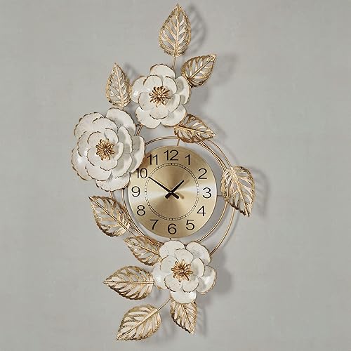 Miniatura 2 de Touch of Class Aurora - Reloj de pared floral dorado y marfil