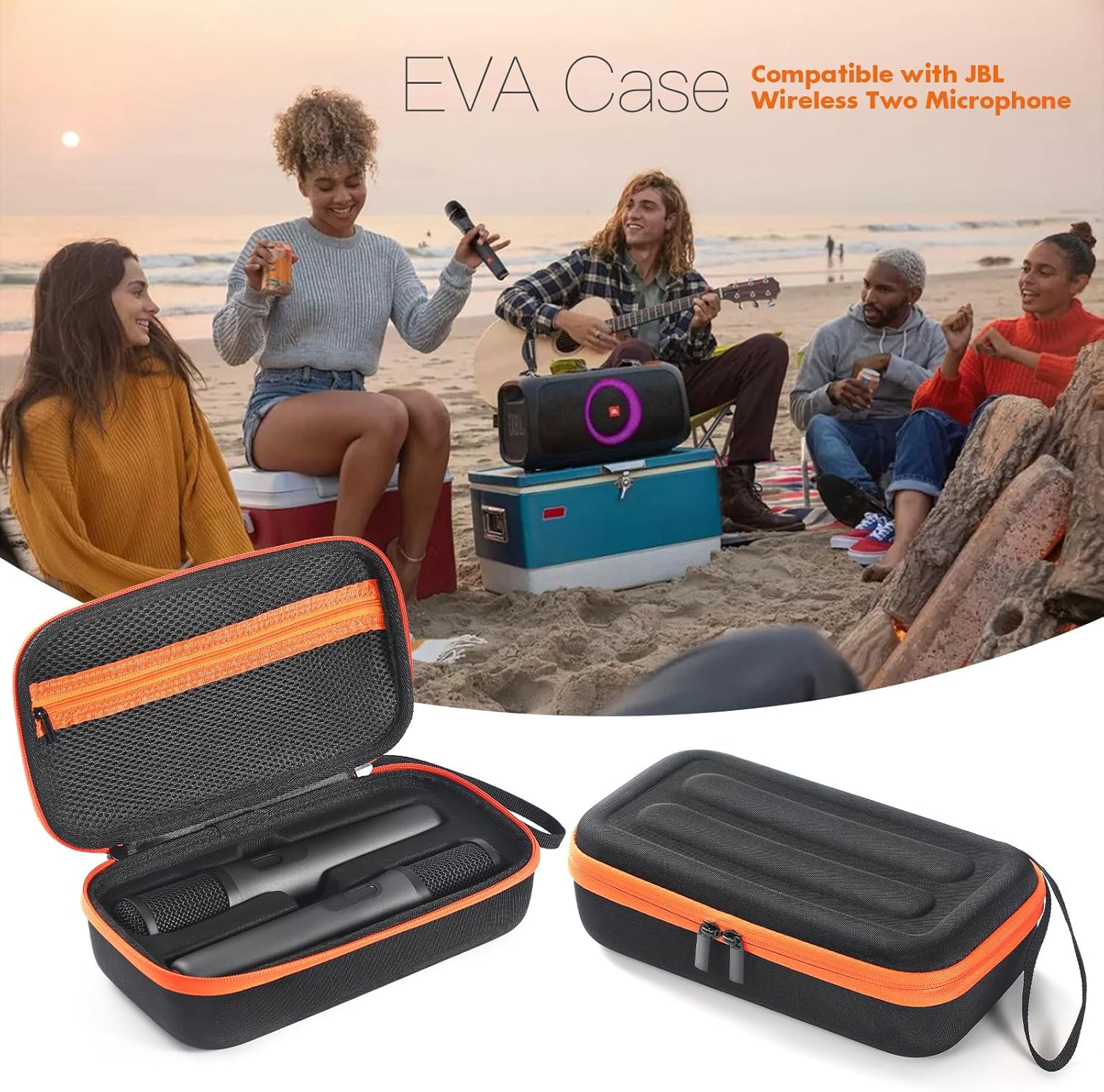 Microphone Case for JBL Partybox Encore,Dual Mic Storage Bag Travel Carrying Case for JBL Partybox Encore Microphone Organizer Bag (Charging version)