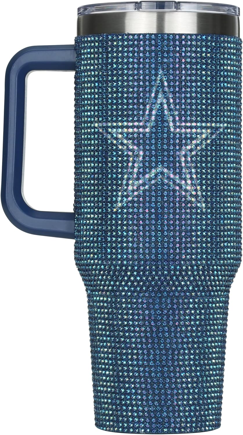The Memory Company Officially Licensed 46oz TC Bling Game Day Tumbler with Vintage Logo, Dallas Cowboys
