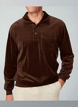 Makkrom Men's Long Sleeve Polo Shirts Casual Velvet Shirt Real