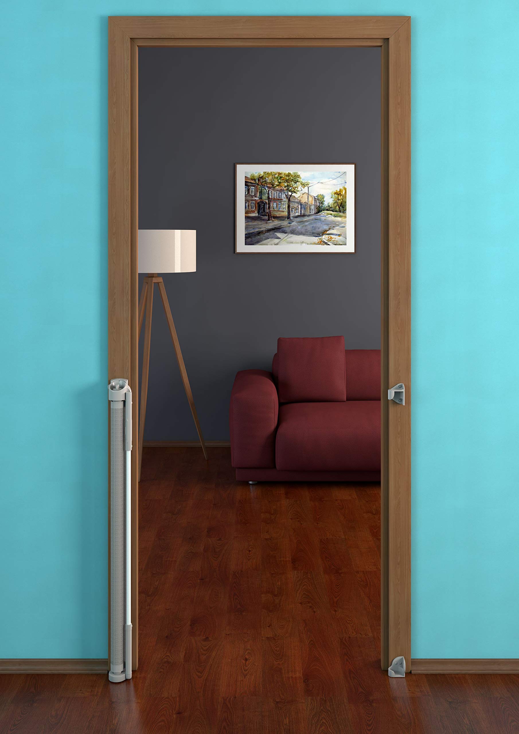 Active Lite Gris – Barrière de sécurité store extensible pour escalier et porte jusqu’à 140 cm de couverture