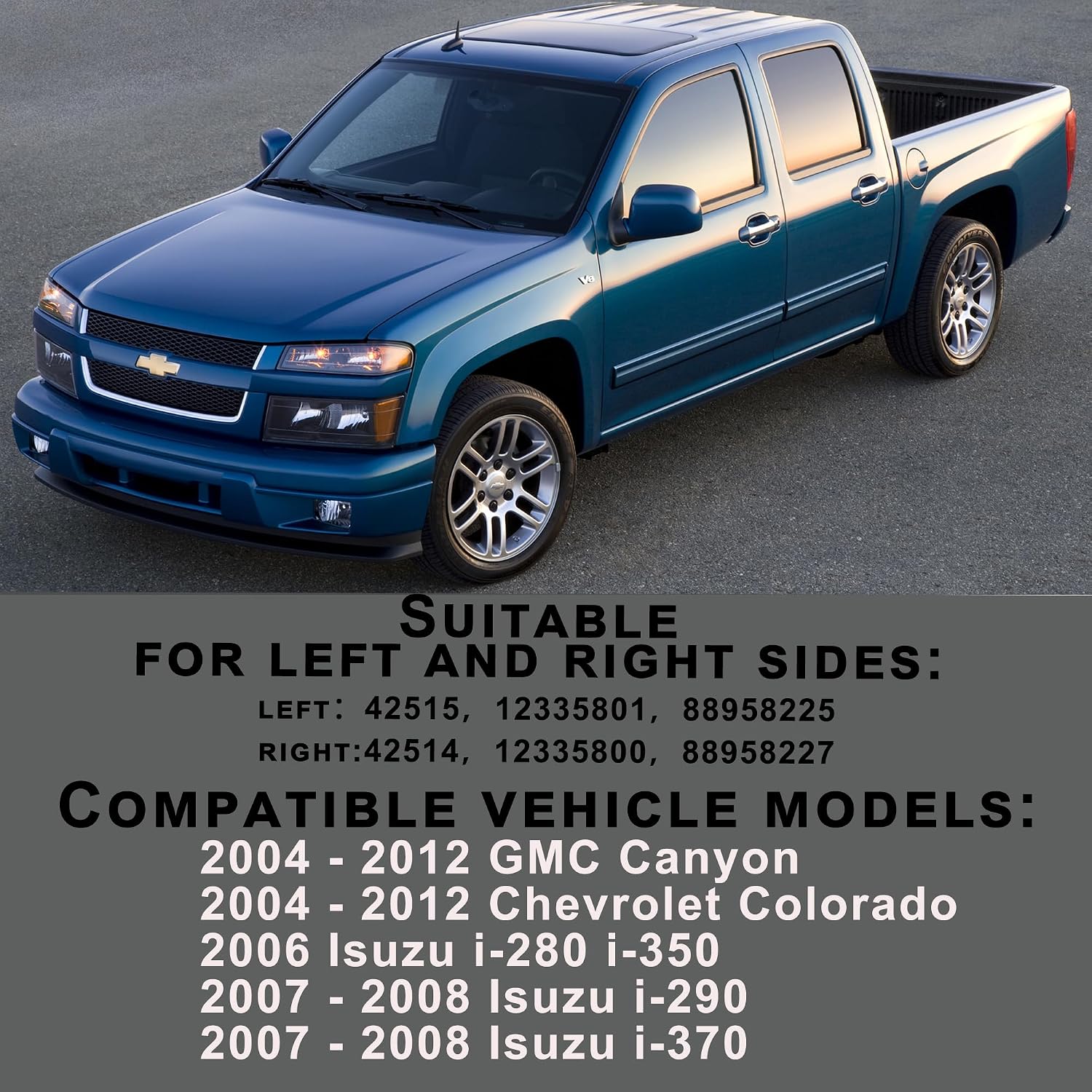 1 Pair Front Windshield Wiper Arm Kit Fits Compatible with Chevrolet GMC Isuzu 2004-2012 Colorado Canyon i-280 i-290 i-350 i-370 Replace OE 42514 42515 12335800 12335801 88958225 88958227