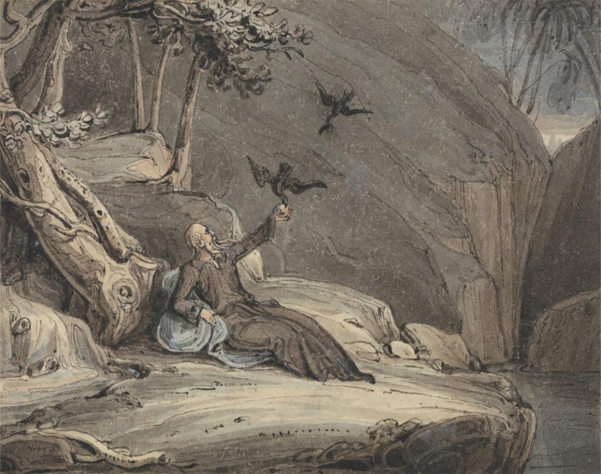 Artxlxxbn No Frame Famous Painting Art Wall Decor Abstract Art Picture The Ravens Feeding Elijah By John Martins Animal Pictures For Home Decor 60X90cm