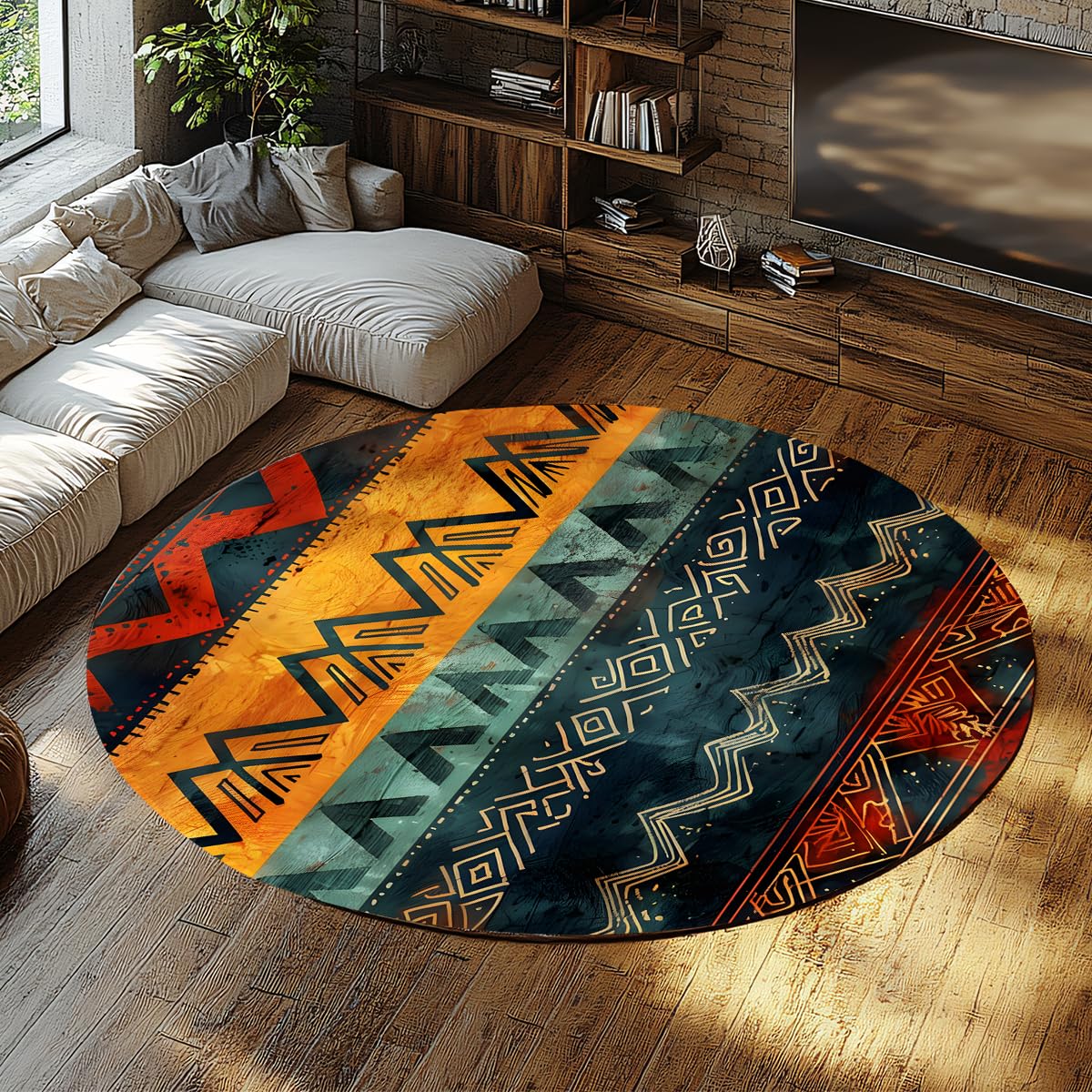 Traditioneller südwestlicher Tribal-Rundteppich 200cm