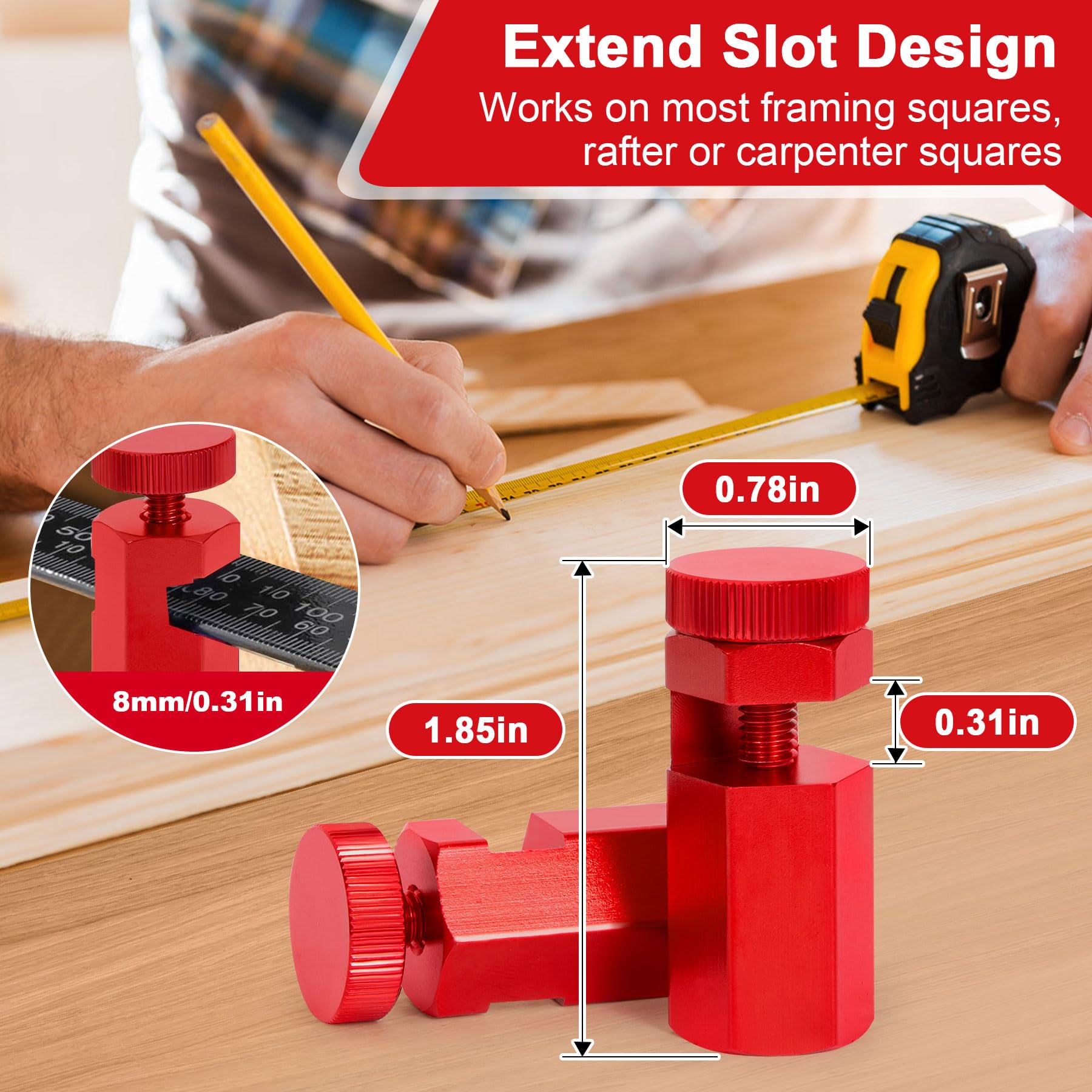 Stair Gauges for Framing - Red Set with Holder -4