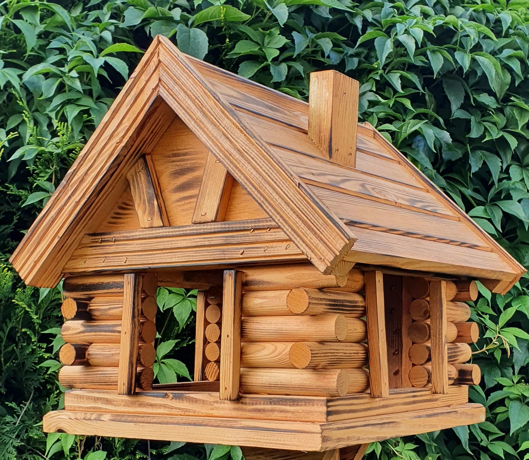 Mangeoire à oiseaux en bois - Marron