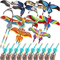 VioraWhite 10 Pack Fishing Rod Kites for Kids Adults - Butterfly Swallow Parrot Eagle Designs, Easy Fly Beach Kites