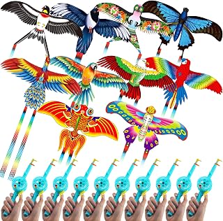 VioraWhite 10 Pack Fishing Rod Kites for Kids Adults - Butterfly Swallow Parrot Eagle Designs, Easy Fly Beach Kites