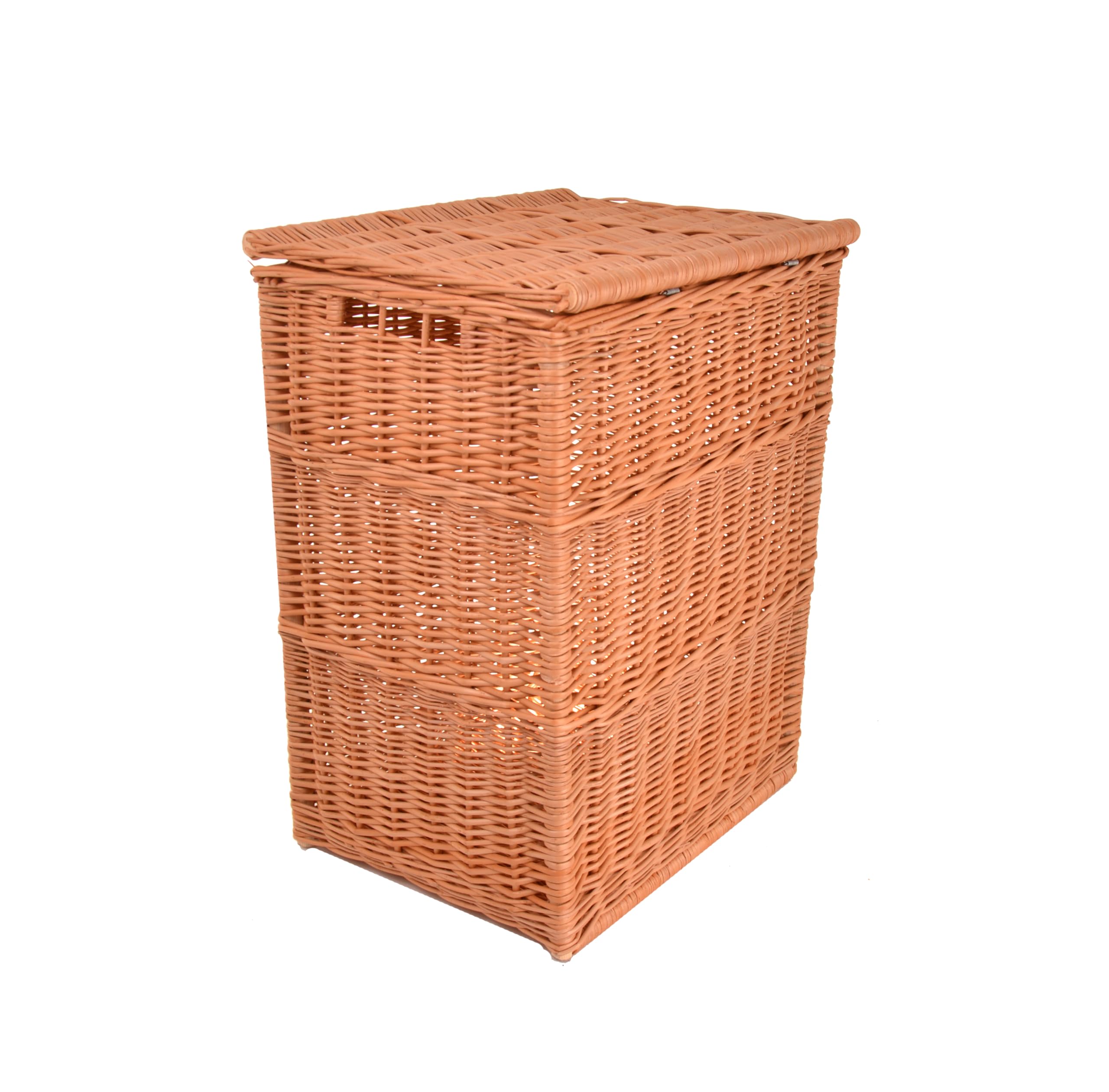 Wäschekorb aus Weide mit Deckel 63x48x38 cm eckig XXL | Natürliche Weide, großes XXL Format, Deckel, eckige Form für Bad, Schlafzimmer und Hauswirtschaftsraum