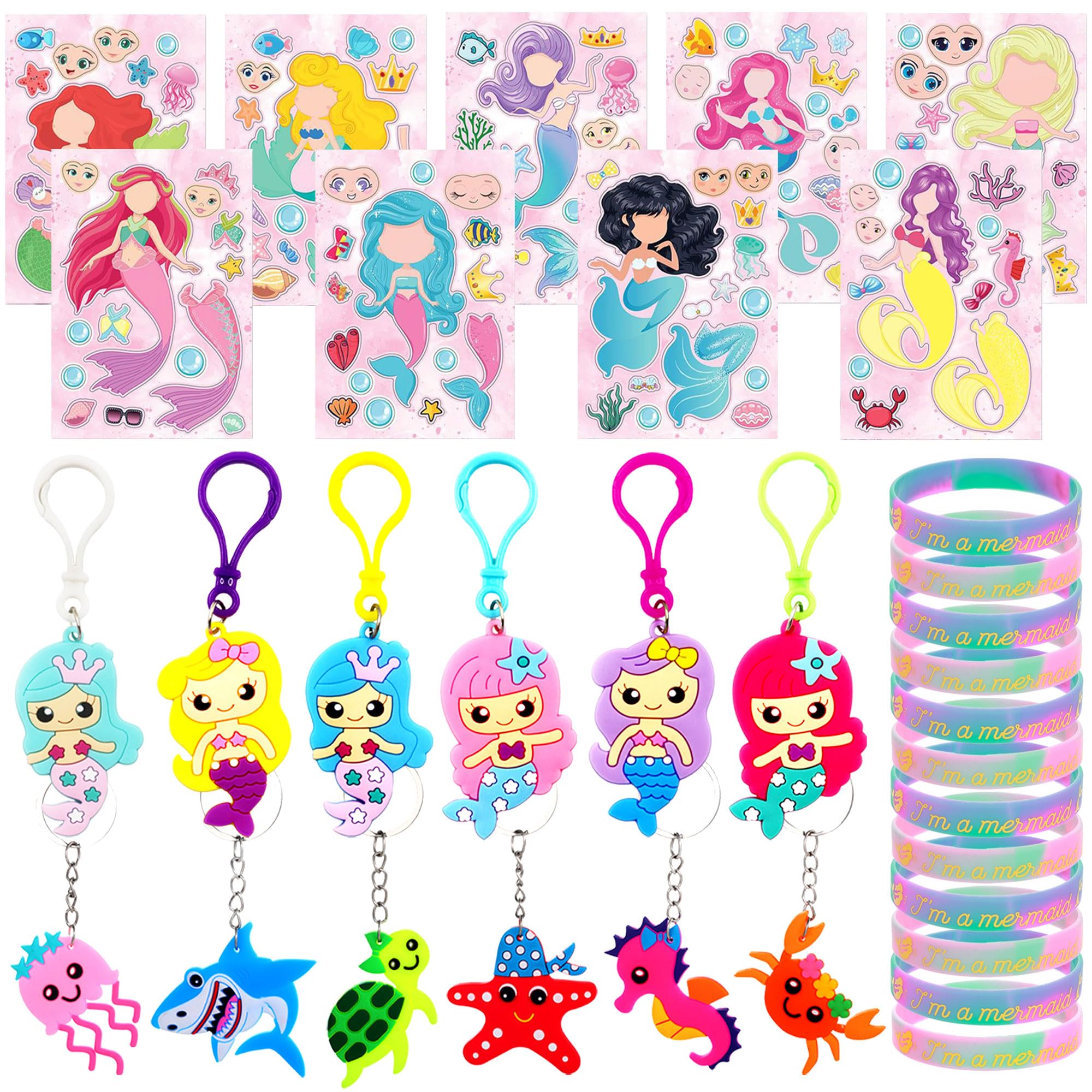 Roaring Good Time Mermaid Party Bags Fillers Party Favours Key Chain Bands Mermaid Pinata Party Supplies Filled Party Bags for Girl