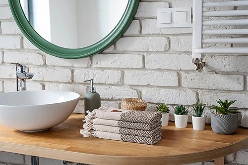 Miniatura 48 de Gold CASE - Juego de 4 toallas de mano turcas para baño, toallas de baño 100% algodón, toalla pequeña de cocina Helen para spa, cara, té y paño